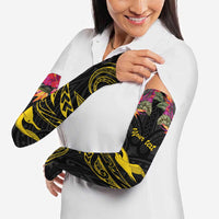 Kiribati Independence Day Personalised Arm Sleeves Gold Frigatebird with Polynesian Pattern - Polynesian Pride