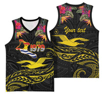 Kiribati Independence Day Personalised Basketball Jersey Gold Frigatebird with Polynesian Pattern - Polynesian Pride