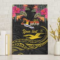 Kiribati Independence Day Personalised Canvas Wall Art Gold Frigatebird with Polynesian Pattern