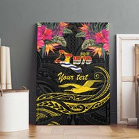 Kiribati Independence Day Personalised Canvas Wall Art Gold Frigatebird with Polynesian Pattern