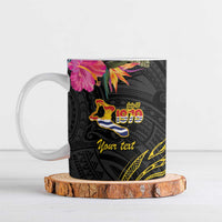 Kiribati Independence Day Personalised Ceramic Mug Gold Frigatebird with Polynesian Pattern - Polynesian Pride