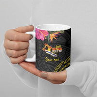 Kiribati Independence Day Personalised Ceramic Mug Gold Frigatebird with Polynesian Pattern - Polynesian Pride