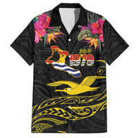 Kiribati Independence Day Personalised Hawaiian Shirt Gold Frigatebird with Polynesian Pattern