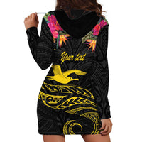 Kiribati Independence Day Personalised Hoodie Dress Gold Frigatebird with Polynesian Pattern