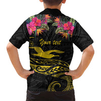 Kiribati Independence Day Personalised Kid Hawaiian Shirt Gold Frigatebird with Polynesian Pattern LT9 - Polynesian Pride