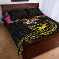 Kiribati Independence Day Personalised Quilt Bed Set Gold Frigatebird with Polynesian Pattern