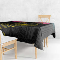 Kiribati Independence Day Personalised Tablecloth Gold Frigatebird with Polynesian Pattern