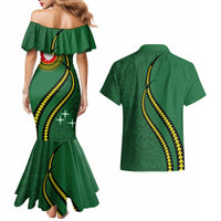Manua Islands Polynesian Style Couples Matching Mermaid Dress and Hawaiian Shirt