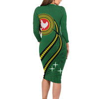 Manua Islands Polynesian Style Family Matching Long Sleeve Bodycon Dress and Hawaiian Shirt