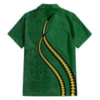 Manua Islands Polynesian Style Family Matching Off The Shoulder Long Sleeve Dress and Hawaiian Shirt