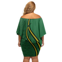 Manua Islands Polynesian Style Family Matching Off Shoulder Short Dress and Hawaiian Shirt