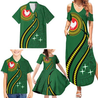 Manua Islands Polynesian Style Family Matching Summer Maxi Dress and Hawaiian Shirt
