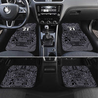 Custom New Zealand Taiaha Maori Car Mats Minimalist Silver Fern All Black - Polynesian Pride
