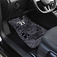 Custom New Zealand Taiaha Maori Car Mats Minimalist Silver Fern All Black - Polynesian Pride