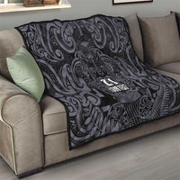 Custom New Zealand Taiaha Maori Quilt Minimalist Silver Fern All Black - Polynesian Pride