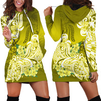 Polynesian Hoodie Dress Pacific Flower Mix Floral Tribal Tattoo Yellow Vibe LT9 - Polynesian Pride