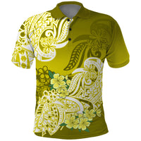 Polynesian Polo Shirt Pacific Flower Mix Floral Tribal Tattoo Yellow Vibe LT9 Yellow - Polynesian Pride