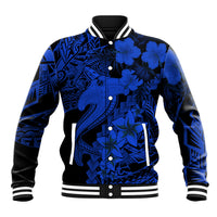 Aloha Hawaii Baseball Jacket Hammerhead Shark Tattoo Polynesian Summer - Blue LT9 Unisex Blue - Polynesian Pride