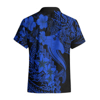 Aloha Hawaii Hawaiian Shirt Hammerhead Shark Tattoo Polynesian Summer - Blue LT9 - Polynesian Pride