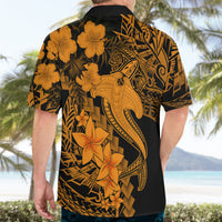 Aloha Hawaii Hawaiian Shirt Hammerhead Shark Tattoo Polynesian Summer - Gold LT9 - Polynesian Pride