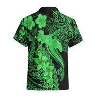 Aloha Hawaii Hawaiian Shirt Hammerhead Shark Tattoo Polynesian Summer - Green LT9 - Polynesian Pride