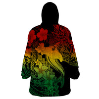 Aloha Hawaii Wearable Blanket Hoodie Hammerhead Shark Tattoo Polynesian Summer - Reggae LT9 - Polynesian Pride