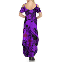 Aloha Hawaii Summer Maxi Dress Hammerhead Shark Tattoo Polynesian Summer - Violet LT9 - Polynesian Pride