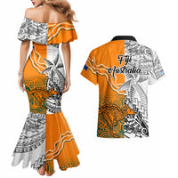 Fiji Australia Rugby Couples Matching Mermaid Dress and Hawaiian Shirt World Cup 2023 Polynesia Tapa Mixed Indigenous Aboriginal LT9 - Polynesian Pride