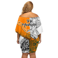 Fiji Australia Rugby Off Shoulder Short Dress World Cup 2023 Polynesia Tapa Mixed Indigenous Aboriginal LT9 - Polynesian Pride