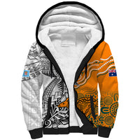 Fiji Australia Rugby Sherpa Hoodie World Cup 2023 Polynesia Tapa Mixed Indigenous Aboriginal LT9 Unisex Gold - Polynesian Pride