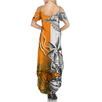 Fiji Australia Rugby Summer Maxi Dress World Cup 2023 Polynesia Tapa Mixed Indigenous Aboriginal LT9 - Polynesian Pride