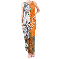 Fiji Australia Rugby Tank Maxi Dress World Cup 2023 Polynesia Tapa Mixed Indigenous Aboriginal LT9 Women Gold - Polynesian Pride