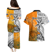 Personalised Fiji Australia Rugby Couples Matching Puletasi Dress and Hawaiian Shirt World Cup 2023 Polynesia Tapa Mixed Indigenous Aboriginal LT9 - Polynesian Pride