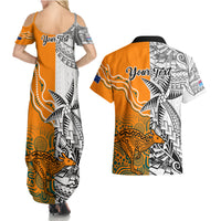 Personalised Fiji Australia Rugby Couples Matching Summer Maxi Dress and Hawaiian Shirt World Cup 2023 Polynesia Tapa Mixed Indigenous Aboriginal LT9 - Polynesian Pride
