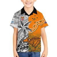 Personalised Fiji Australia Rugby Hawaiian Shirt World Cup 2023 Polynesia Tapa Mixed Indigenous Aboriginal LT9 - Polynesian Pride