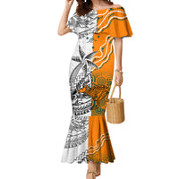 Personalised Fiji Australia Rugby Mermaid Dress World Cup 2023 Polynesia Tapa Mixed Indigenous Aboriginal LT9 Women Gold - Polynesian Pride