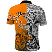 Personalised Fiji Australia Rugby Polo Shirt World Cup 2023 Polynesia Tapa Mixed Indigenous Aboriginal LT9 - Polynesian Pride