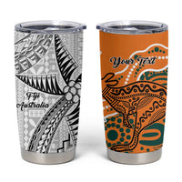 Australia-Fiji Palm and Kangaroo Custom Tumbler Cup Polynesia Tapa Mixed Indigenous Aboriginal LT9 Gold - Polynesian Pride