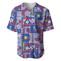 Filipino Maligayang Pasko Baseball Jersey Pacific Patchwork Xmas Vibes LT9 Blue - Polynesian Pride