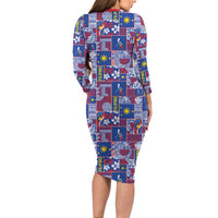 Filipino Maligayang Pasko Family Matching Long Sleeve Bodycon Dress and Hawaiian Shirt Pacific Patchwork Xmas Vibes - Polynesian Pride