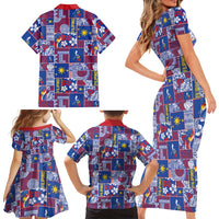 Filipino Maligayang Pasko Family Matching Short Sleeve Bodycon Dress and Hawaiian Shirt Pacific Patchwork Xmas Vibes - Polynesian Pride