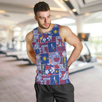 Filipino Maligayang Pasko Men Tank Top Pacific Patchwork Xmas Vibes LT9 Blue - Polynesian Pride