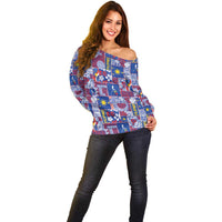 Filipino Maligayang Pasko Off Shoulder Sweater Pacific Patchwork Xmas Vibes - Polynesian Pride