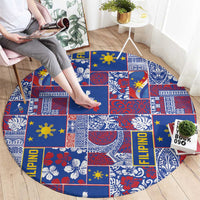 Filipino Maligayang Pasko Round Carpet Pacific Patchwork Xmas Vibes - Polynesian Pride