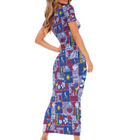 Filipino Maligayang Pasko Short Sleeve Bodycon Dress Pacific Patchwork Xmas Vibes - Polynesian Pride