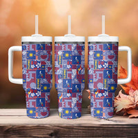Filipino Maligayang Pasko Tumbler With Handle Pacific Patchwork Xmas Vibes - Polynesian Pride