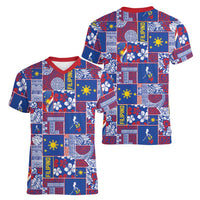 Filipino Maligayang Pasko Women V-Neck T-Shirt Pacific Patchwork Xmas Vibes - Polynesian Pride