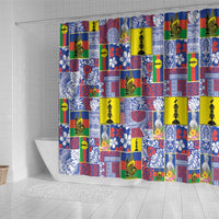 New Caledonia Joyeux Noel Shower Curtain Pacific Patchwork Xmas Vibes - Polynesian Pride
