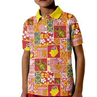 Niue Monuina e Kilisimasi Kid Polo Shirt Pacific Patchwork Xmas Vibes - Polynesian Pride