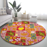 Niue Monuina e Kilisimasi Round Carpet Pacific Patchwork Xmas Vibes - Polynesian Pride